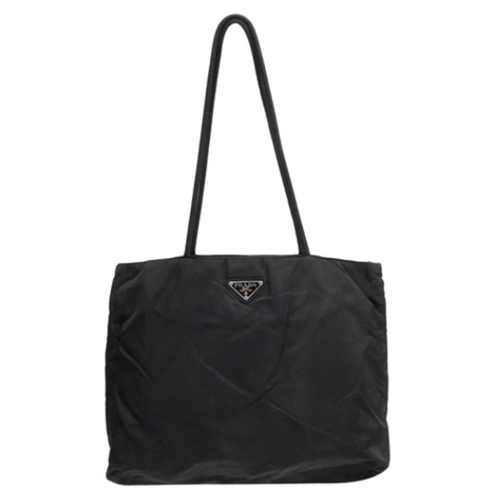Prada black Tessuto nylon triangle logo vintage shoulder bag